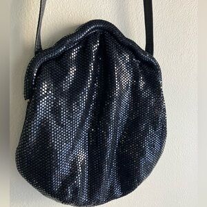 Vintage Beaded Chain Evening Formal Purse Shiny Sequin VTG Black Shoulder Bag